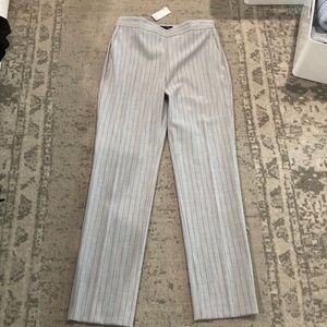 Ann taylor suit pants size 6 gray and black stripe nwt full length side zip